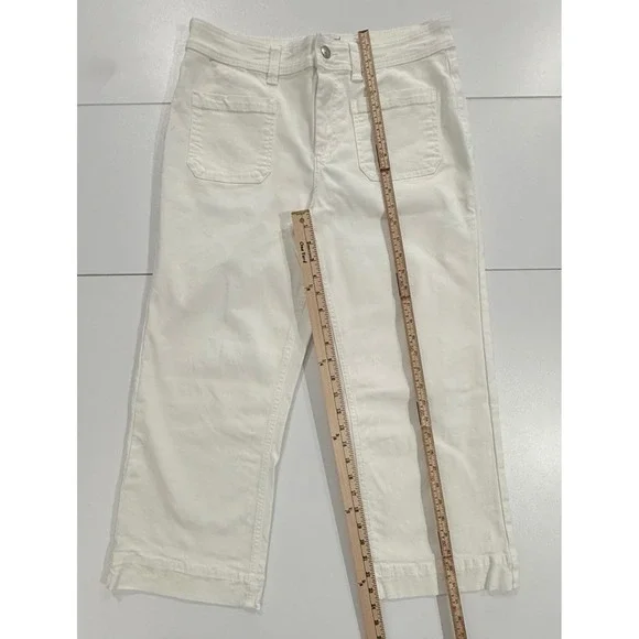 Buffalo David Bitton Brigitte High-Rise Crop Pants Soft Stretch White 12/32 W422 - Picture 9 of 11